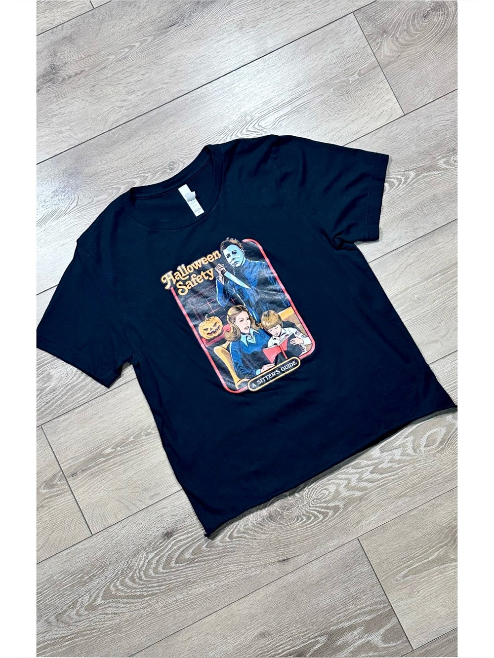 Halloween Safety Michael Myers Short Sleeve Tee Rolled Hem